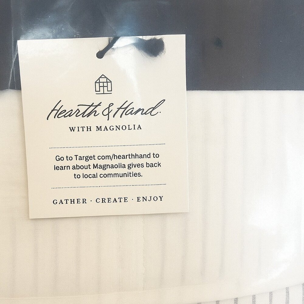 NEW in PLASTIC Hearth & Hand w/ Magnolia King Quilt Sour Cream/Railroad Gray